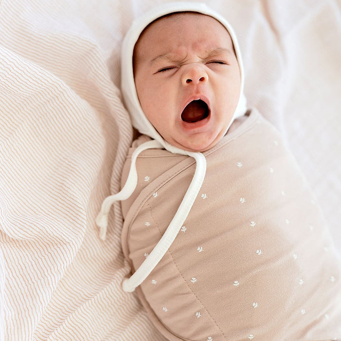 Mauve Tulips & Stripes Adjustable Swaddle Blanket Baby