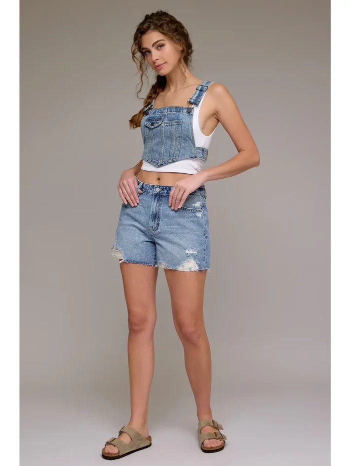 Medium Light Distressed High Rise Short