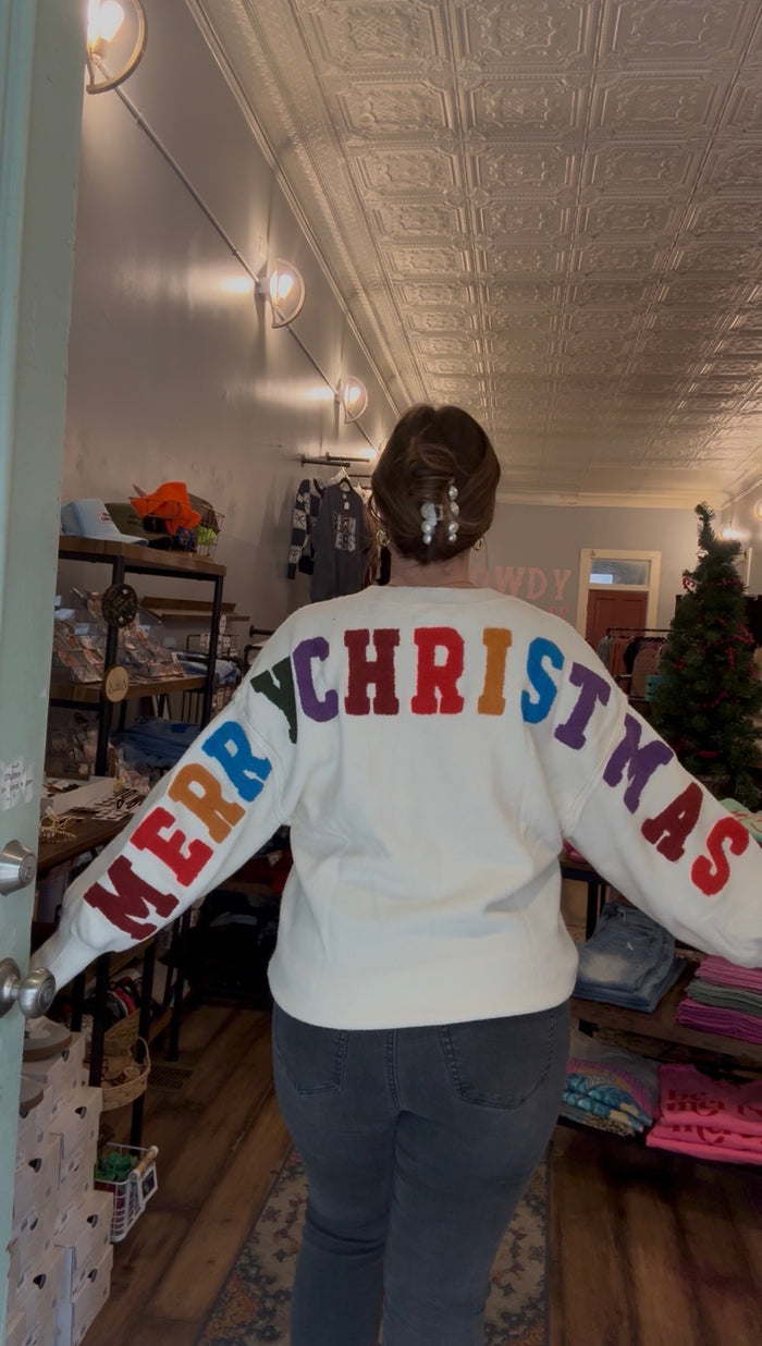 MERRY CHRISTMAS MULTICOLOR CREWNECK KNIT SWEATER