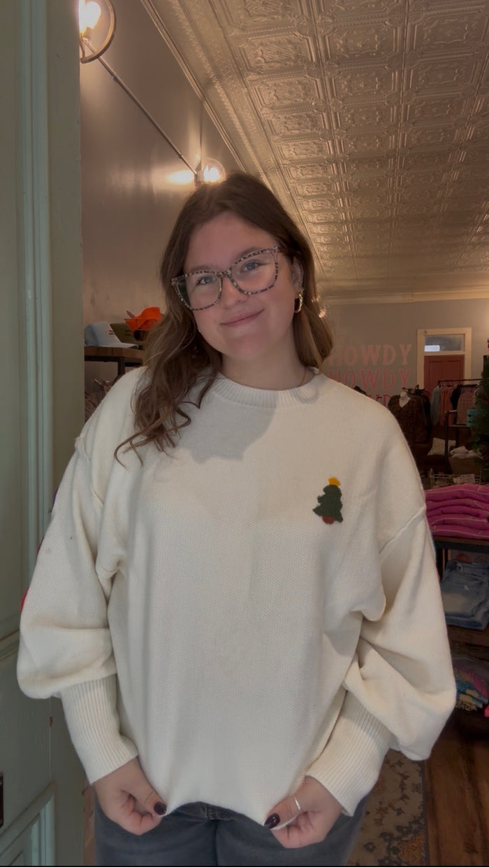 MERRY CHRISTMAS MULTICOLOR CREWNECK KNIT SWEATER