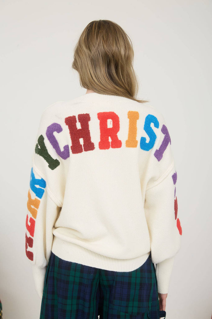 MERRY CHRISTMAS MULTICOLOR CREWNECK KNIT SWEATER