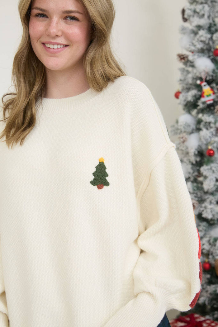 MERRY CHRISTMAS MULTICOLOR CREWNECK KNIT SWEATER