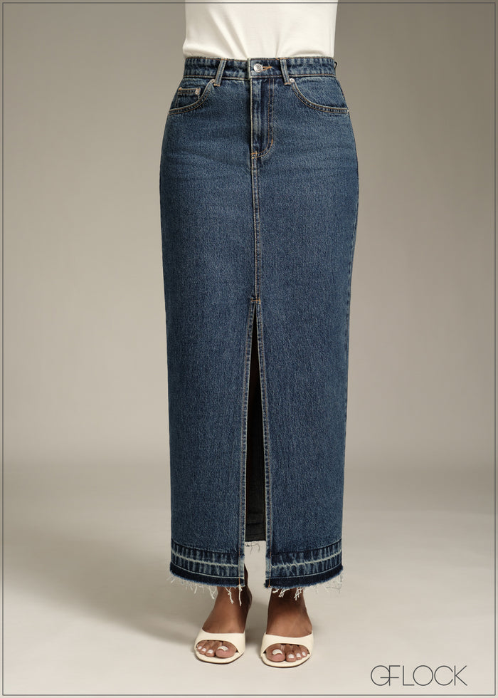 Mid Blue Denim Skirt - 170126