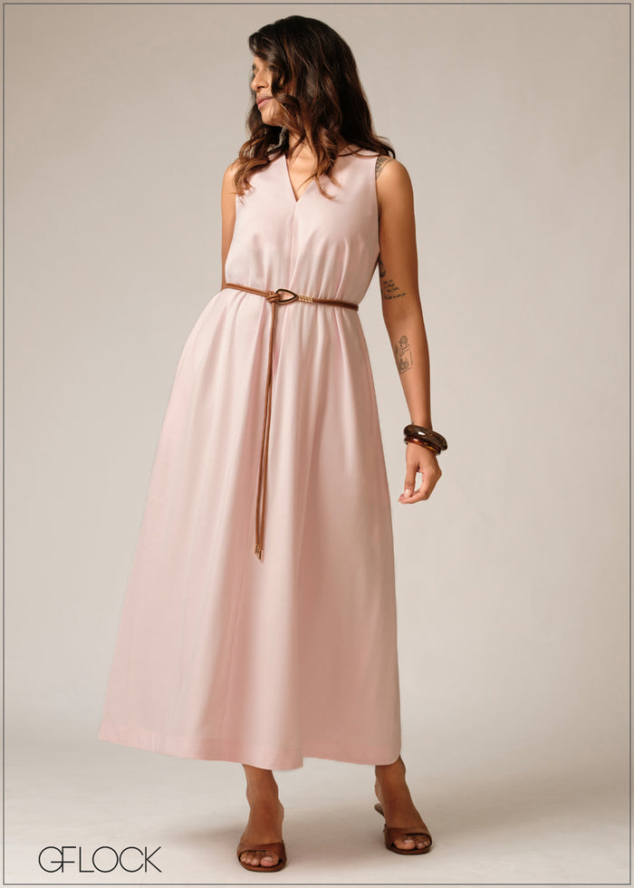 Midi Dress With Belt - 160726