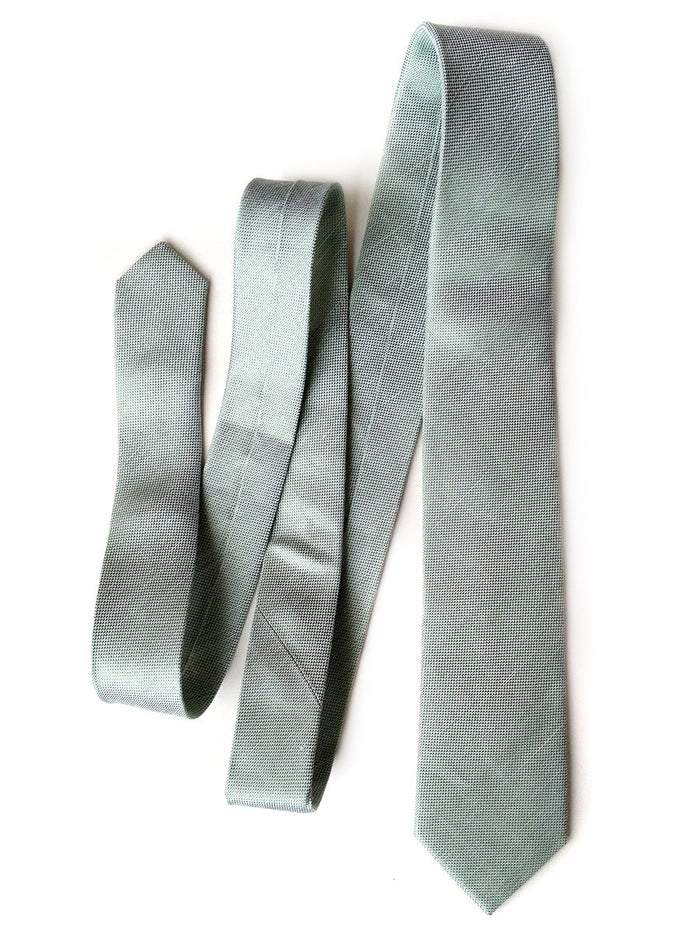 mint linen + silk blend woven necktie.