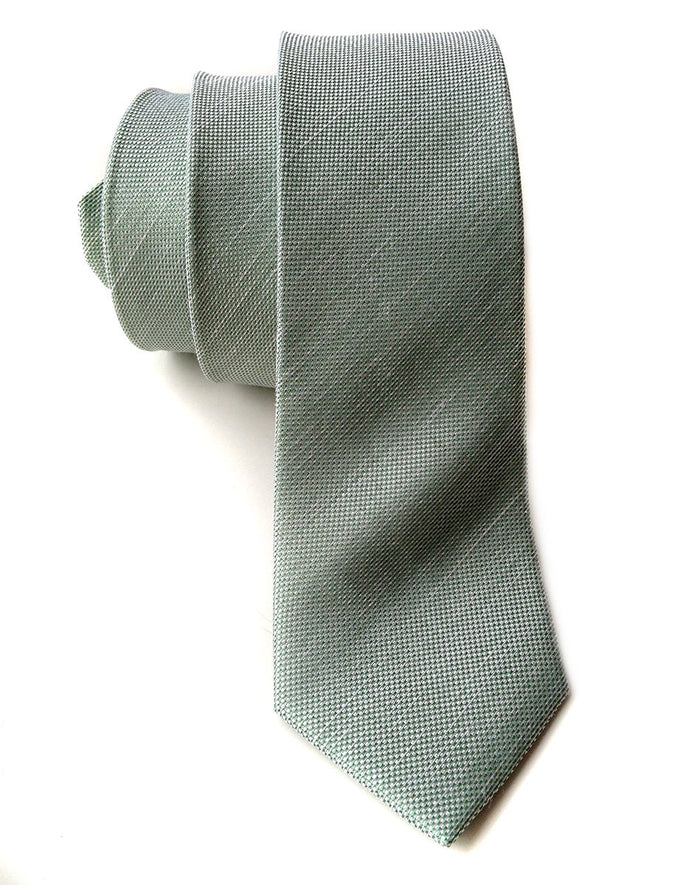 mint linen + silk blend woven necktie.