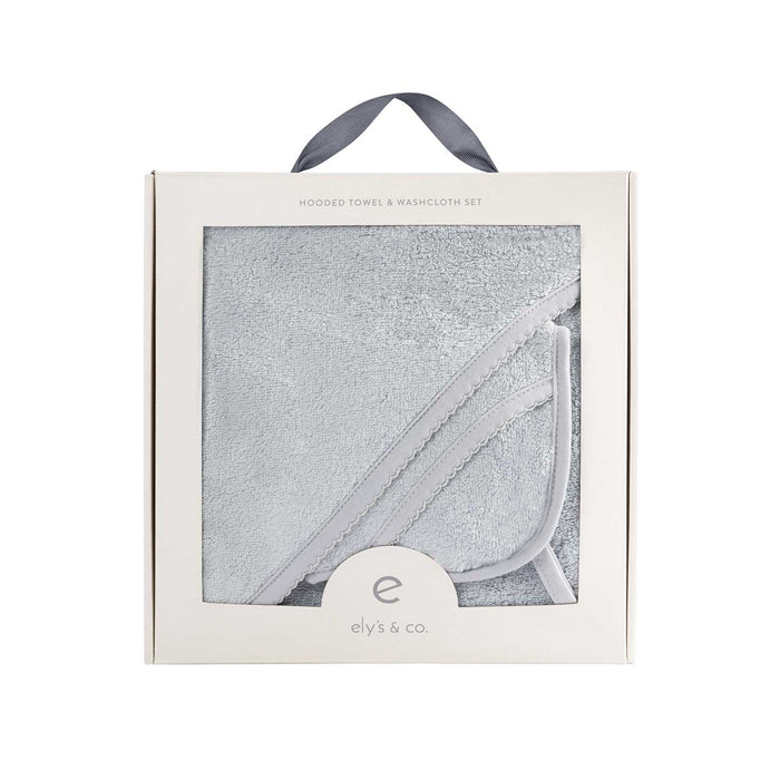 Misty Blue Hooded Towel & Washcloth