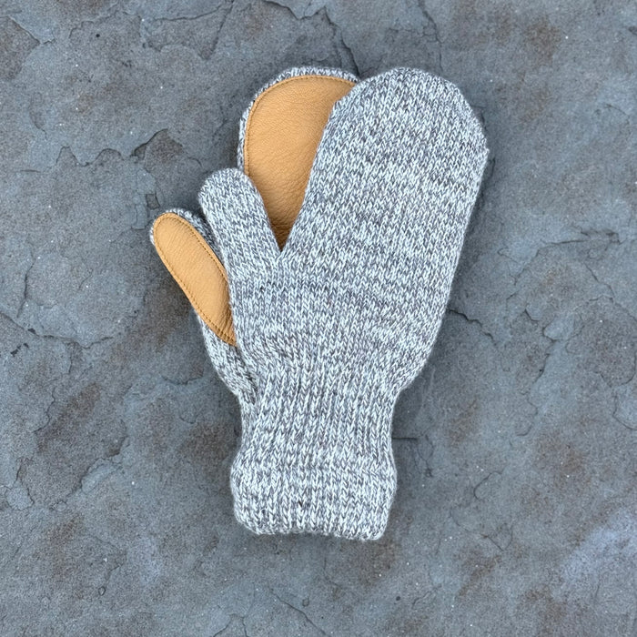 Mitten with Deer Skin - Oatmeal on Natural