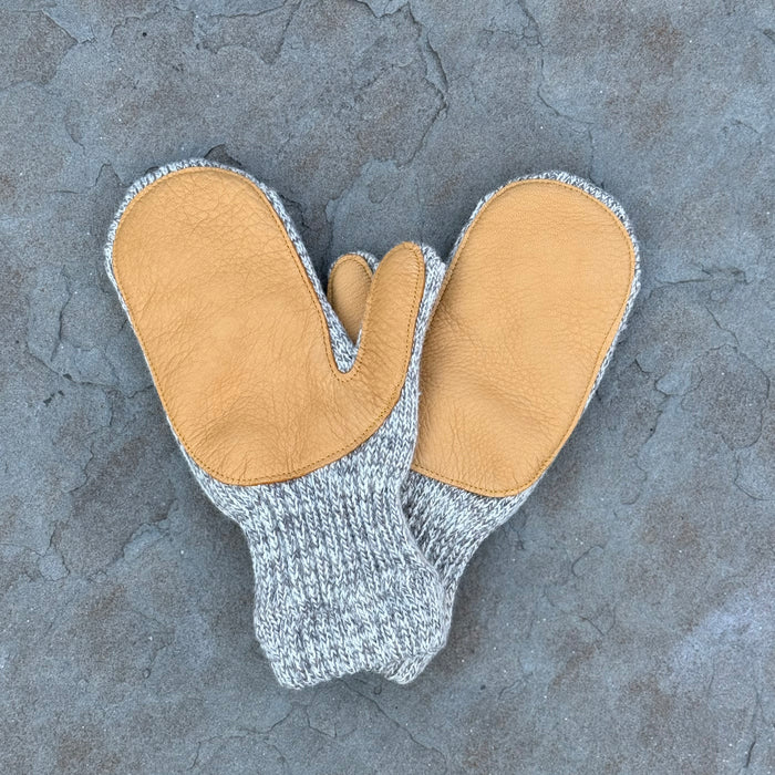 Mitten with Deer Skin - Oatmeal on Natural