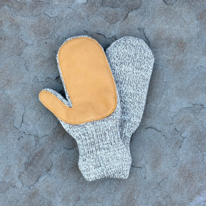 Mitten with Deer Skin - Oatmeal on Natural