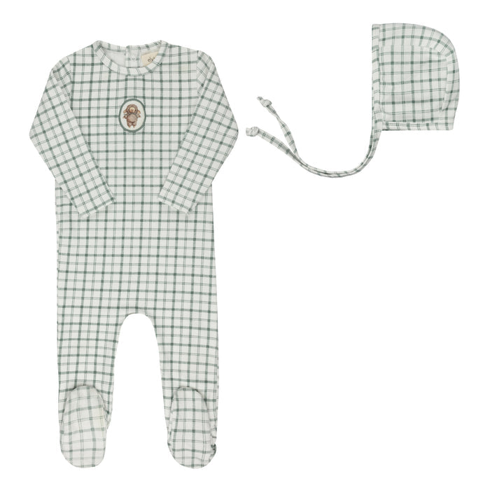 Modal French Terry Plaid Sheep Collection - Footie + Bonnet
