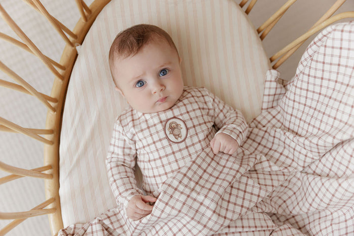 Modal French Terry Plaid Sheep Collection - Footie