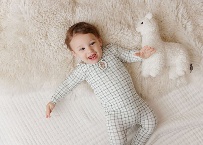 Modal French Terry Plaid Sheep Collection - Footie