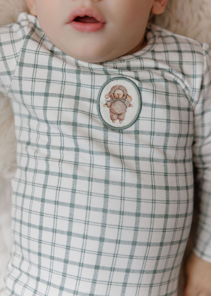 Modal French Terry Plaid Sheep Collection - Footie