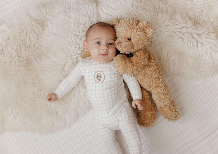 Modal French Terry Plaid Sheep Collection - Footie