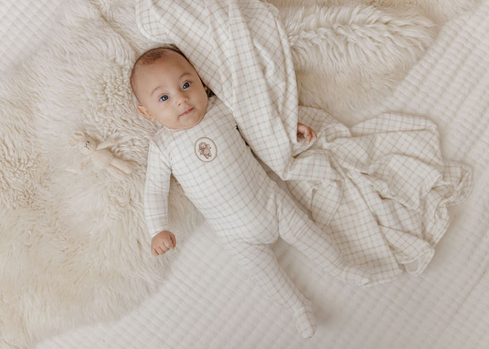 Modal French Terry Plaid Sheep Collection - Footie