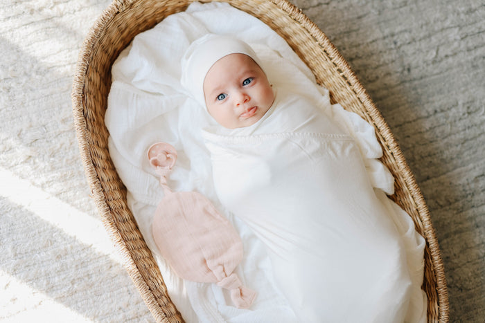 Modal Swaddle & Beanie Set in Gift Box - Ivory