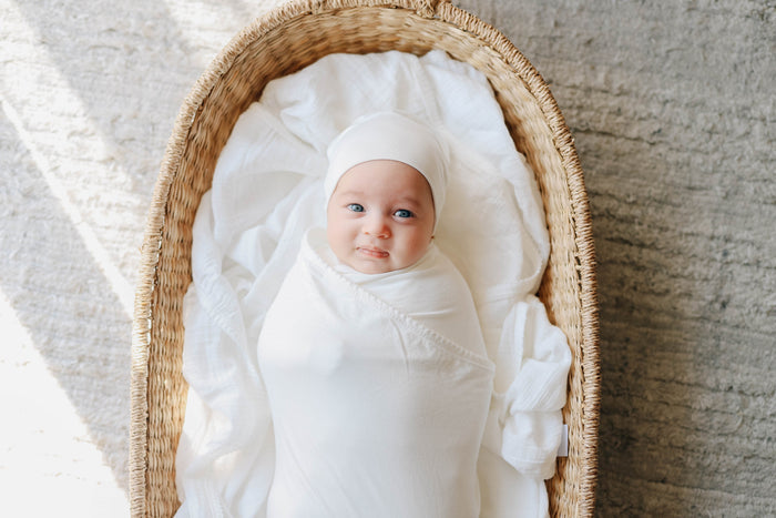Modal Swaddle & Beanie Set in Gift Box - Ivory