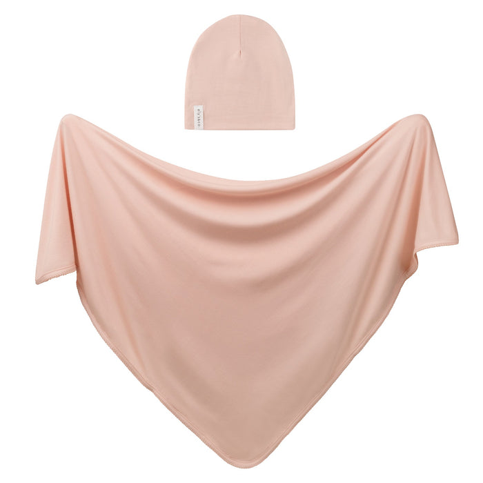 Modal Swaddle & Beanie Set in Gift Box - Rose Pink