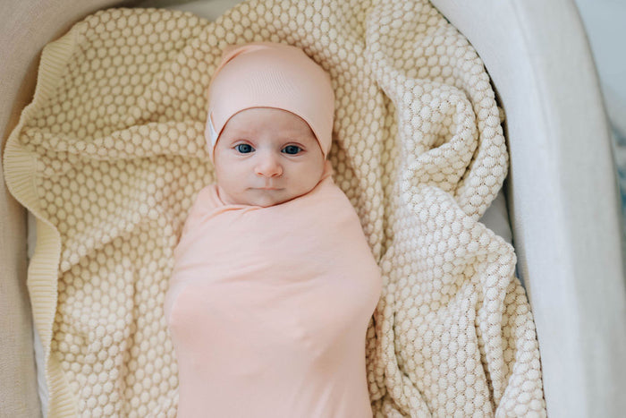 Modal Swaddle & Beanie Set in Gift Box - Rose Pink