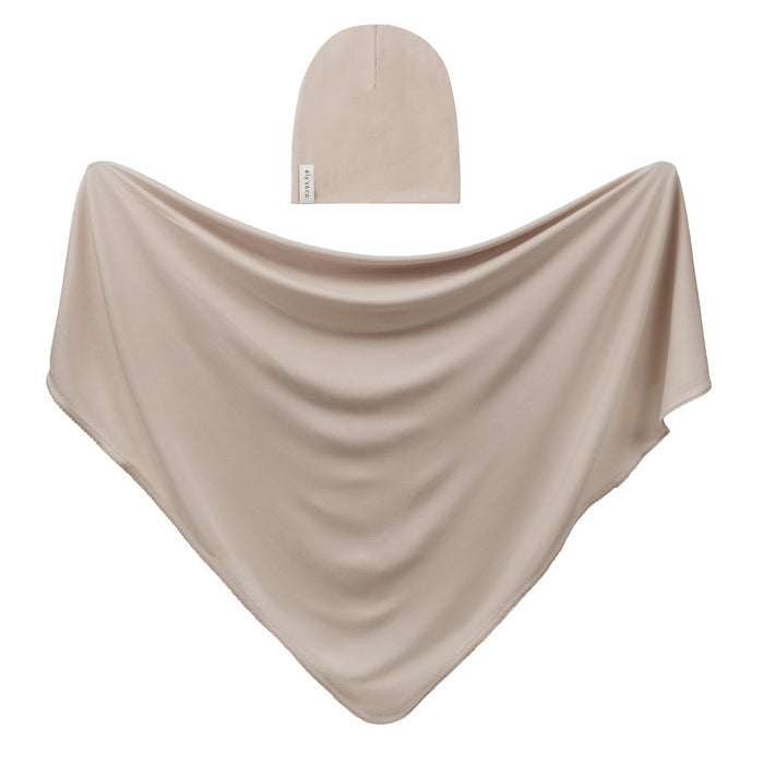 Modal Swaddle & Beanie Set in Gift Box - Tan
