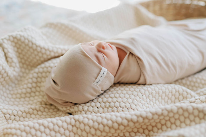 Modal Swaddle & Beanie Set in Gift Box - Tan