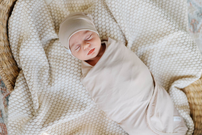 Modal Swaddle & Beanie Set in Gift Box - Tan