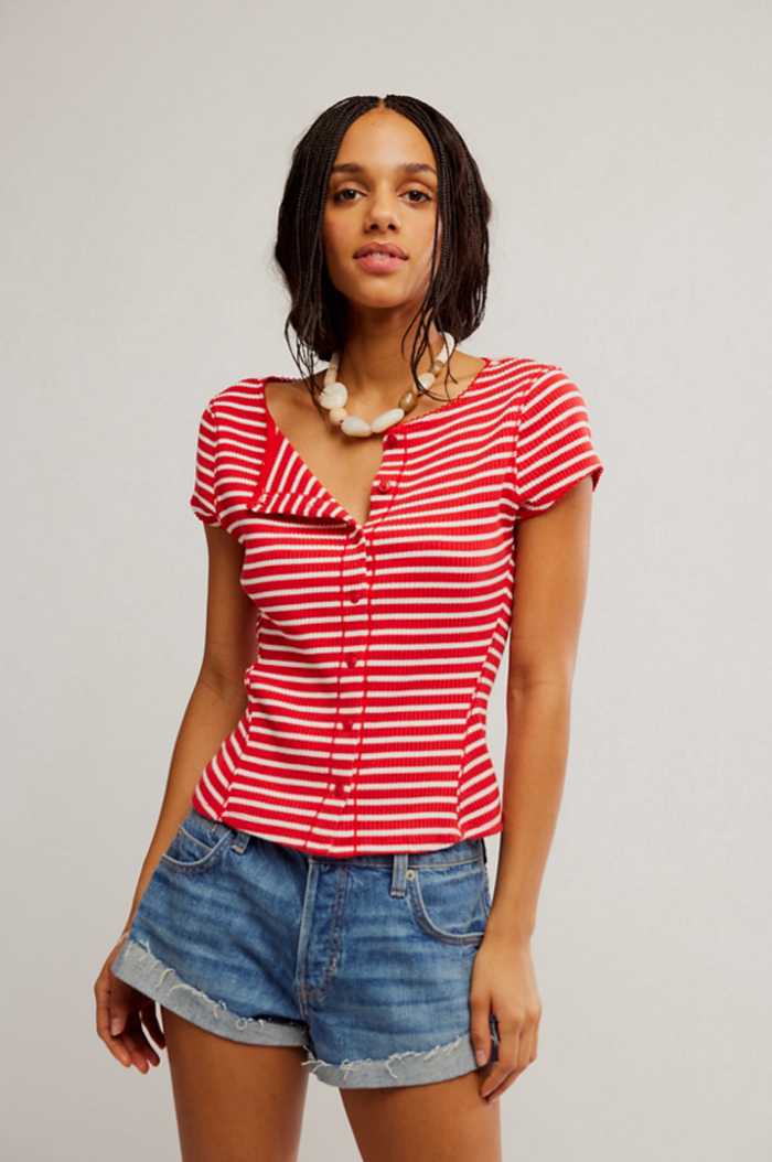 Most Wanted Cardi in Red and White Stripe