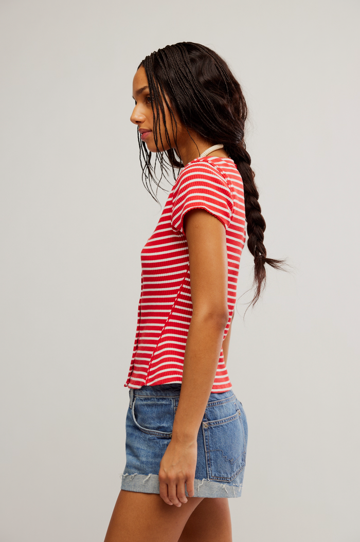 Most Wanted Cardi in Red and White Stripe