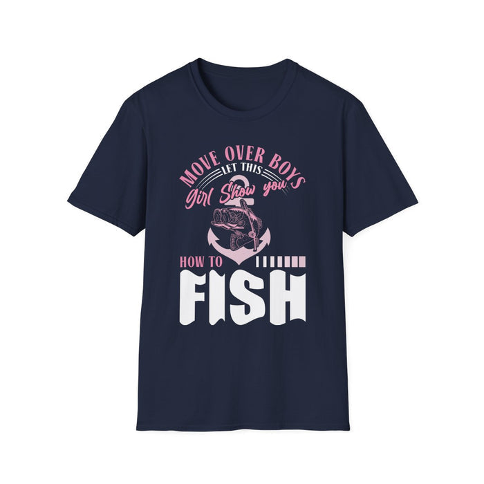 dark chocolate t-shirt with funny girl power fishing graphic print