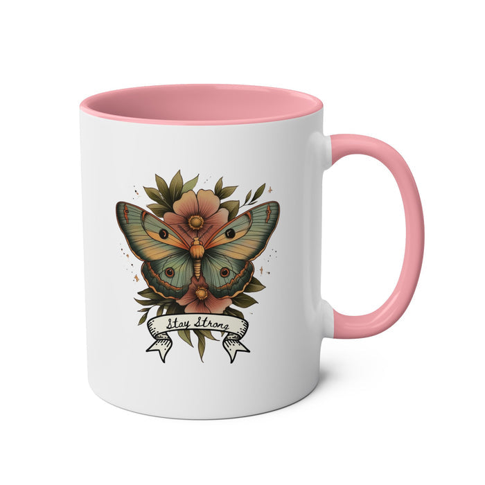 Mug - Pastel Tattoo Moth 'Stay Strong' Coffee Mug, 11oz
