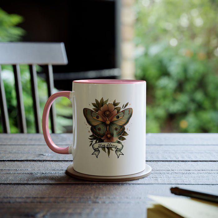 Mug - Pastel Tattoo Moth 'Stay Strong' Coffee Mug, 11oz
