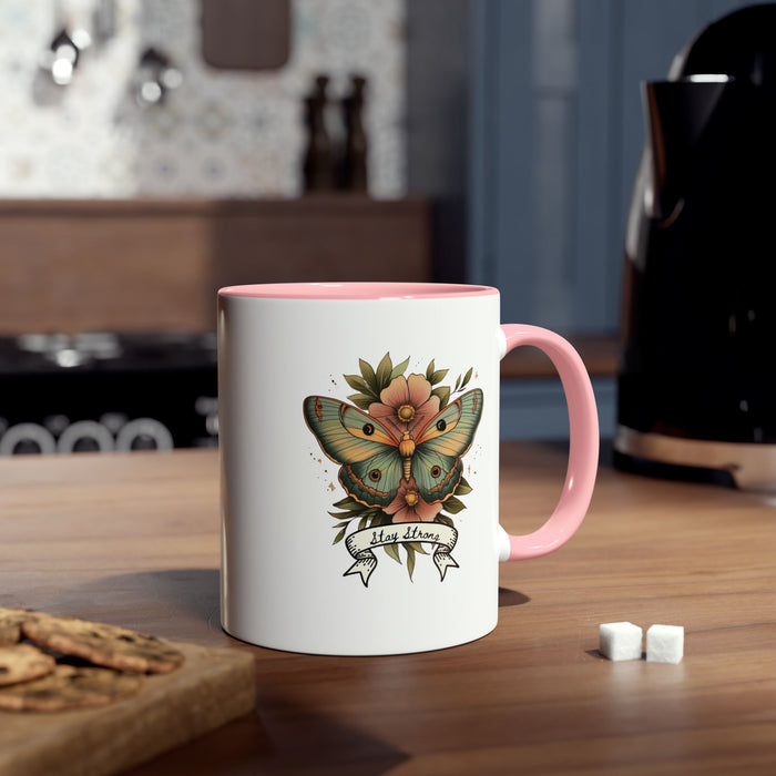Mug - Pastel Tattoo Moth 'Stay Strong' Coffee Mug, 11oz