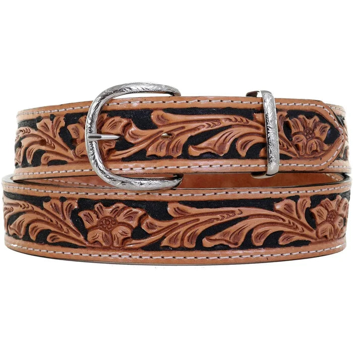 Natural Floral Tooled Belt