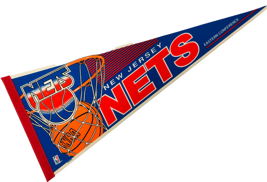 NEW JERSEY NETS VINTAGE 1990'S PENNANT - DEADSTOCK