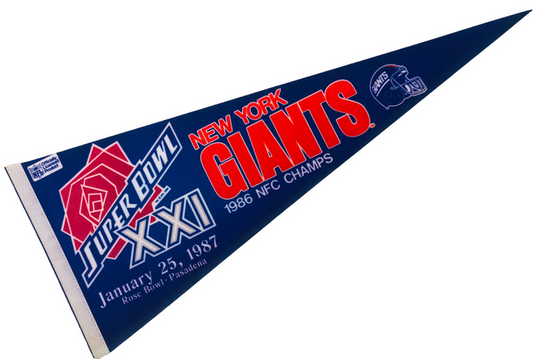 NEW YORK GIANTS VINTAGE 1987 SUPER BOWL XXI NFC CHAMPIONS PENNANT - DEADSTOCK