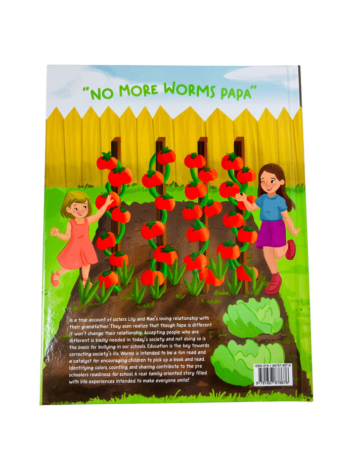 NO MORE WORMS PAPA SIGNED CHILDREN'S HARDBACK BOOK