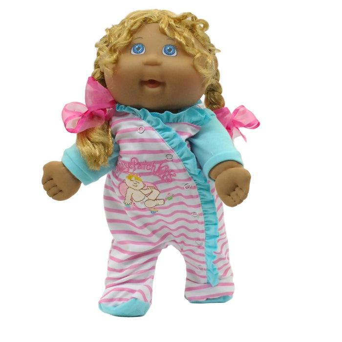 OAA092319 Striped Aqua & Pink Ruffle Sleeper w/Cupcakes
