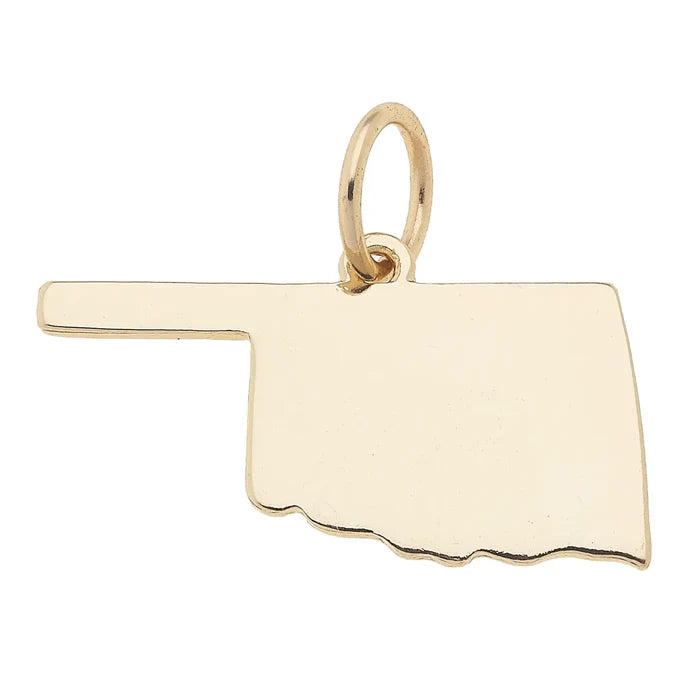 Oklahoma Shaped State Charm in Shiny Gold
