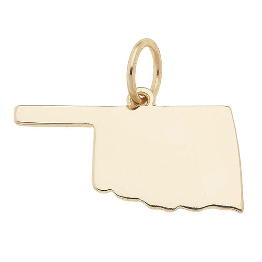 Oklahoma Shaped State Charm in Shiny Gold