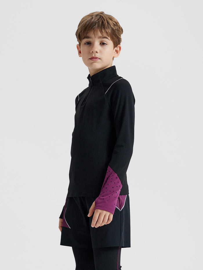 On ice Quarter Zipped Long Sleeve **Charcoal Black**