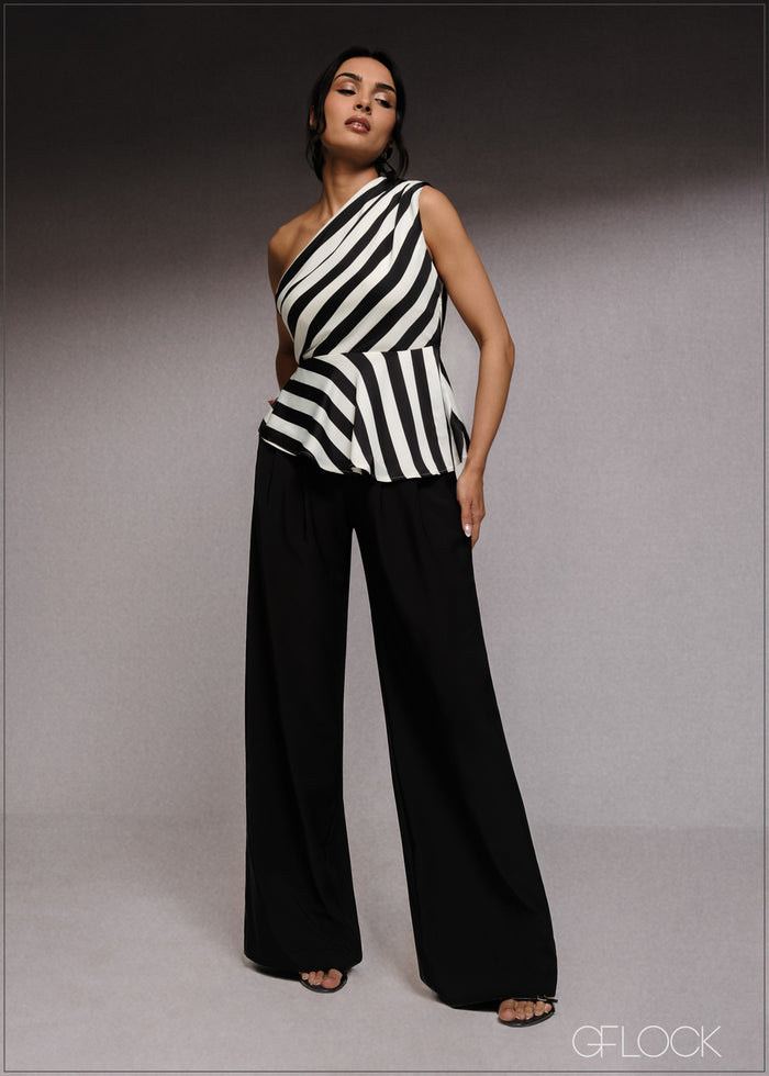 One Shoulder Peplum Top - 220526