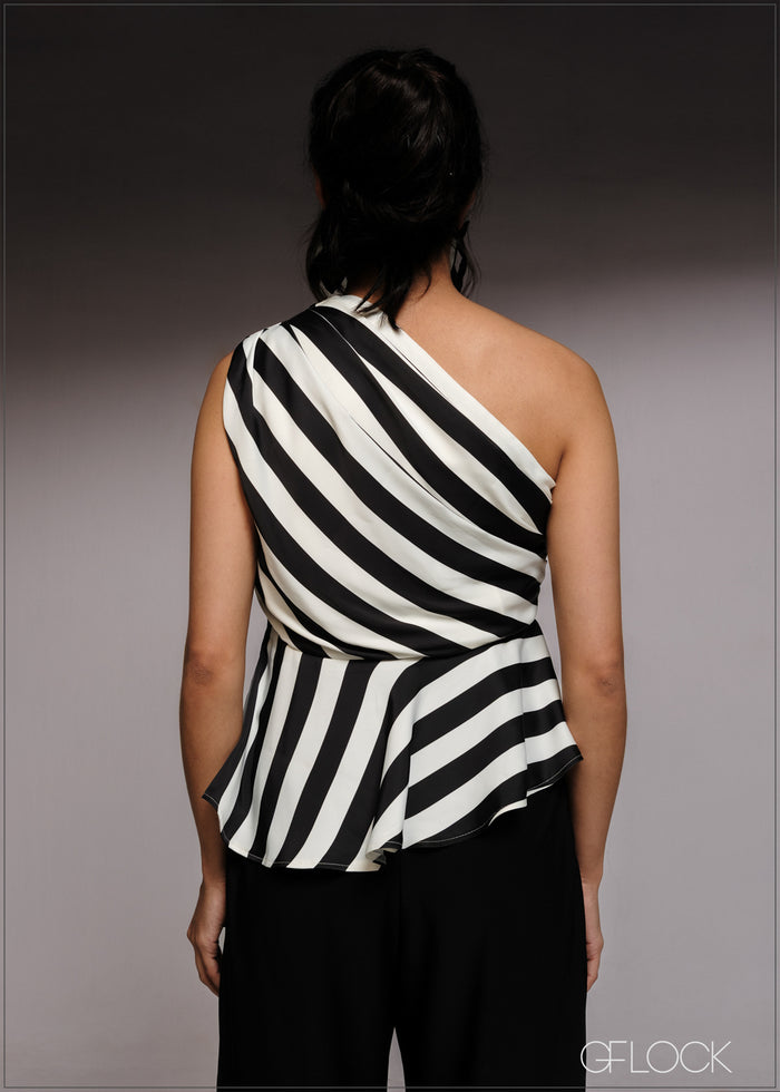 One Shoulder Peplum Top - 220526
