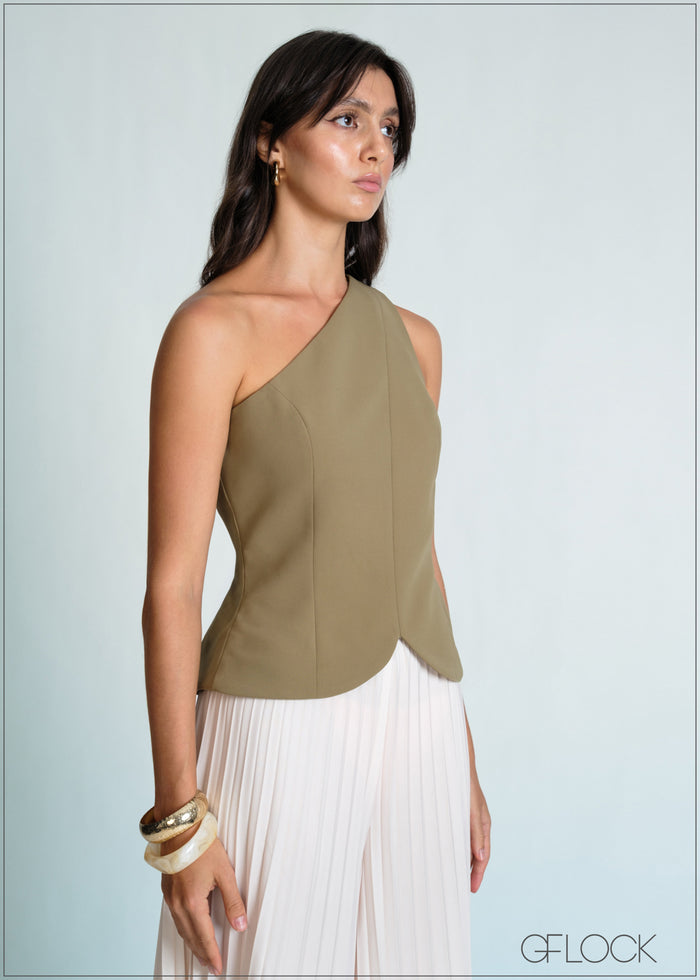 One Shoulder Petal Hem Top - 170726