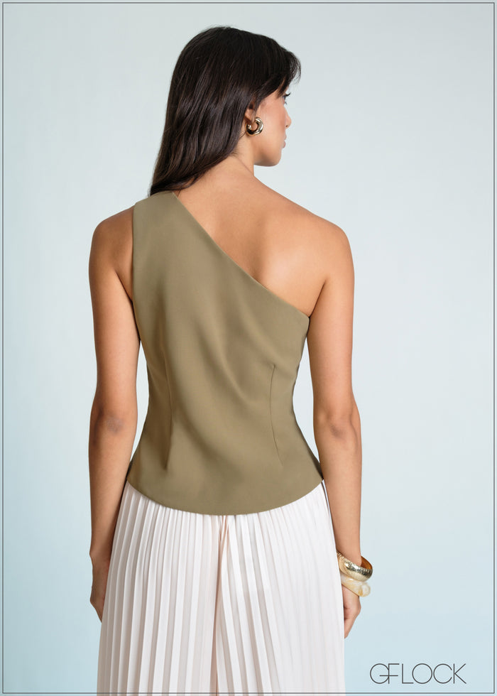 One Shoulder Petal Hem Top - 170726