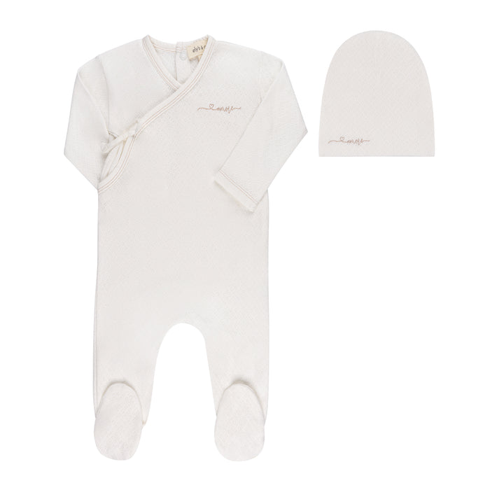 Organic Cotton Amore Pointelle Collection - Footie + Beanie
