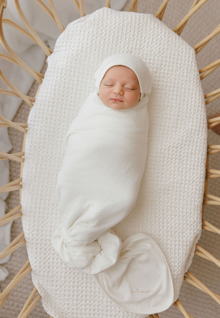 Organic Cotton Amore Pointelle Collection - Footie + Beanie