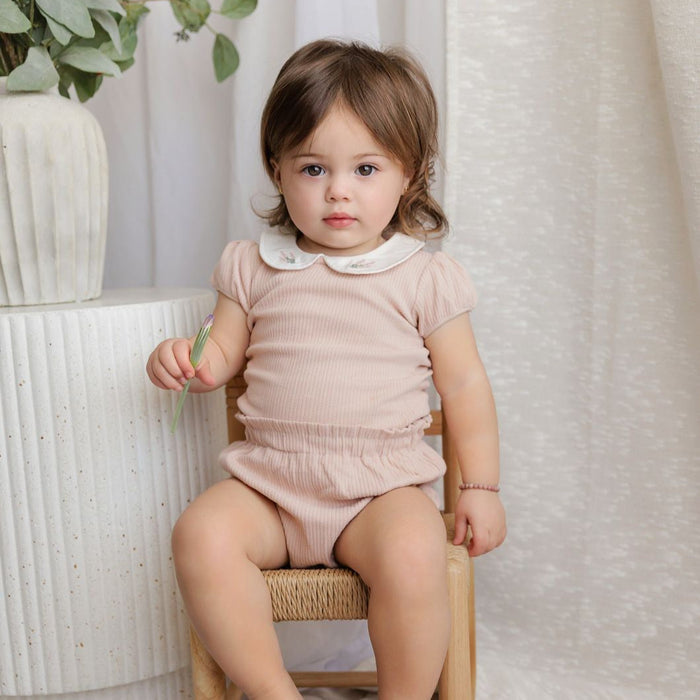 Organic Cotton Embroidered Collar Collection - Two Piece Set