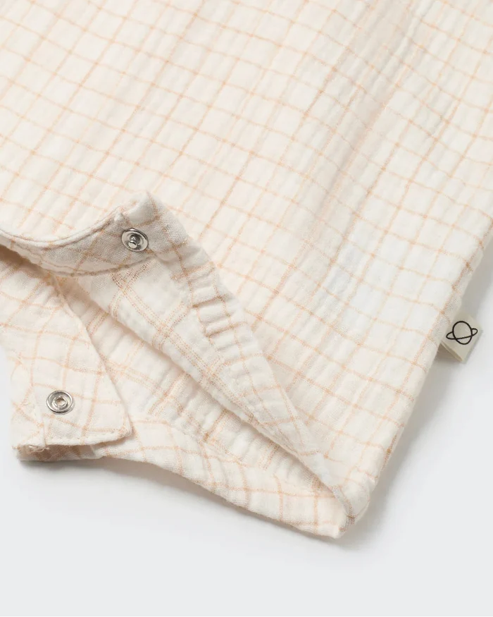 Organic Plaid Gauze Baby Overalls - Leo image 1