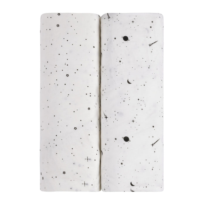 2-Pack Fitted Crib Sheet Set Black celestial